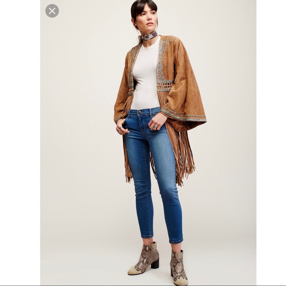 Free People Rolled Crop Skinny - Lou Blue